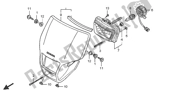 All parts for the Headlight of the Honda CRF 250X 2005