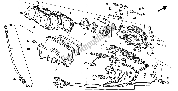 All parts for the Meter (kmh) of the Honda CBR 1000F 1988