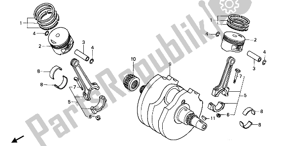 All parts for the Crankshaft & Piston of the Honda XL 600 1988