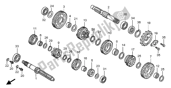 All parts for the Transmission of the Honda XL 125V 2003