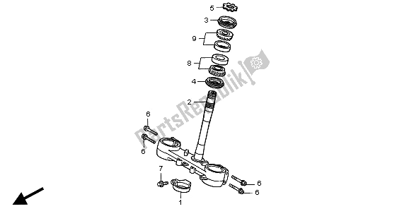 All parts for the Steering Stem of the Honda CR 500R 2001