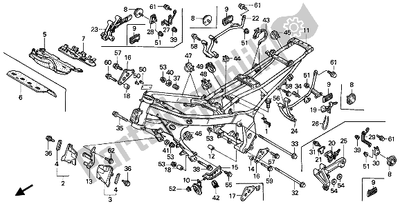 Todas as partes de Corpo Da Moldura do Honda CBR 600F 1991