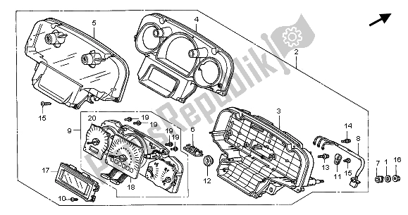 All parts for the Meter (kmh) of the Honda GL 1800A 2003