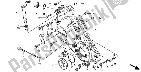 All parts for the Right Crankcase Cover of the Honda CBR 1000 RA 2011