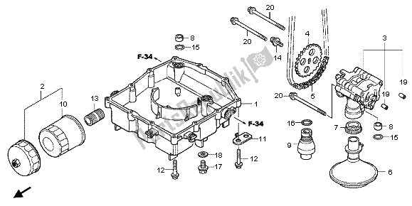 Wszystkie części do Miska Olejowa I Pompa Olejowa Honda VFR 800X 2012