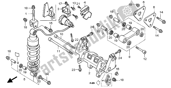 All parts for the Rear Cushion of the Honda VFR 800A 2002