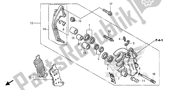 All parts for the L. Front Brake Caliper of the Honda CB 1000 RA 2013