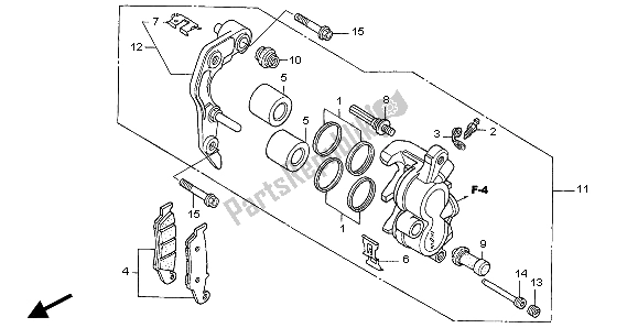 All parts for the Front Brake Caliper of the Honda CRF 450X 2007