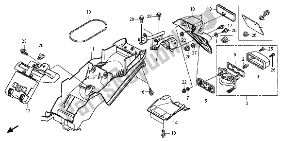 Alle onderdelen voor de Achterspatbord van de Honda CBR 125 RT 2012