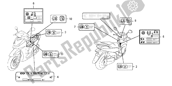 Tutte le parti per il Etichetta Di Avvertenza del Honda SH 300 RA 2012