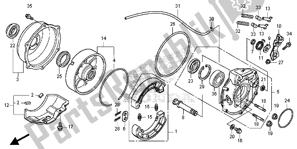 All parts for the Rear Brake Panel of the Honda TRX 420 FE Fourtrax Rancher 4X4 ES 2013