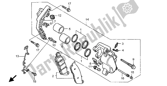 All parts for the Front Brake Caliper of the Honda VT 750C 1999