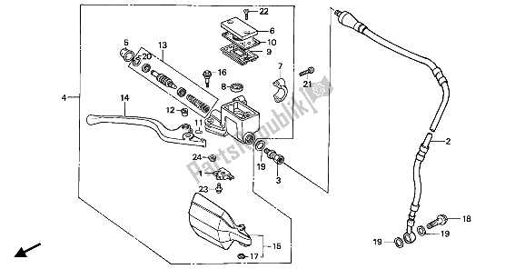 All parts for the Fr. Brake Master Cylinder of the Honda XR 250R 1985