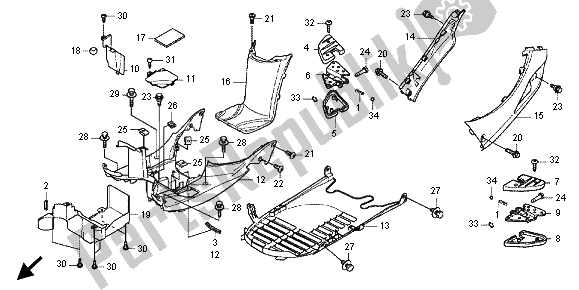 Tutte le parti per il Pannello Del Pavimento E Gradino Del Passeggero del Honda SH 300 2012