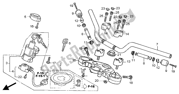 All parts for the Handle Pipe & Top Bridge of the Honda CBF 600N 2004