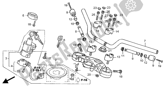 Todas as partes de Lidar Com Tubo E Ponte Superior do Honda CBF 600N 2004