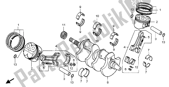 All parts for the Crankshaft & Piston of the Honda RVF 750R 1995
