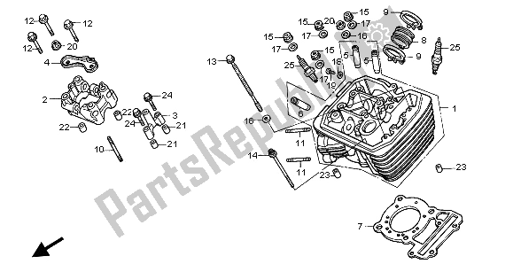 All parts for the Cylinder Head (front) of the Honda VT 600C 1996