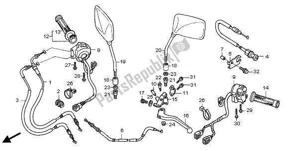 Todas las partes para Manejar Palanca E Interruptor Y Cable de Honda CBF 500A 2008