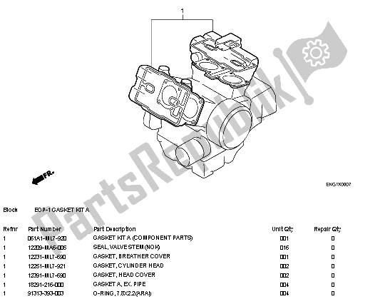 Tutte le parti per il Kit Di Guarnizioni Eop-1 A del Honda VFR 750F 1989