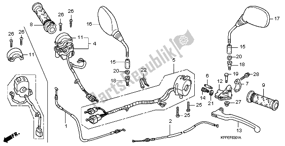 Alle onderdelen voor de Handvat Hendel & Schakelaar & Kabel van de Honda CBR 125 RW 2007