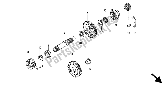 All parts for the Kick Starter Spindle of the Honda CR 500R 1994
