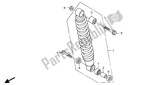 All parts for the Rear Cushion of the Honda TRX 400 FA 2007