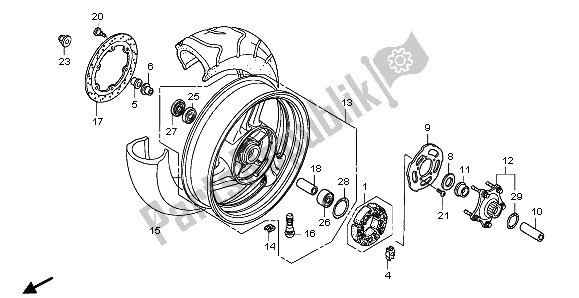 All parts for the Rear Wheel of the Honda NT 700V 2007