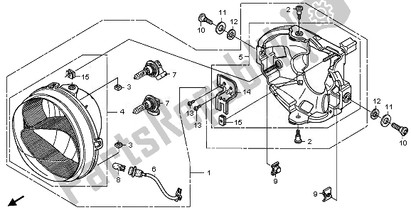 Tutte le parti per il Faro (uk) del Honda XL 700 VA Transalp 2008