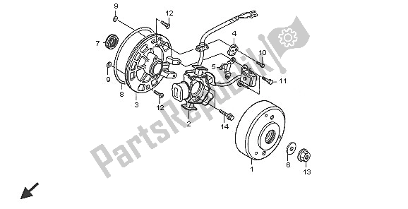 All parts for the Generator of the Honda CRF 70F 2005