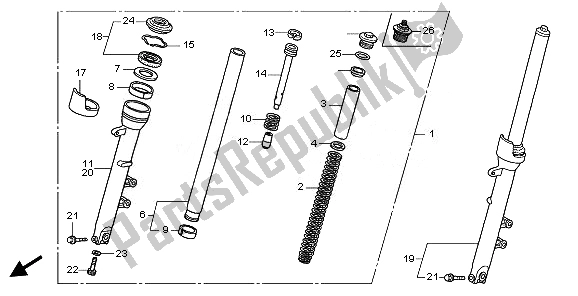 All parts for the Front Fork of the Honda CBF 600N 2008