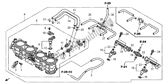 Alle onderdelen voor de Gasklephuis van de Honda CBR 1000 RR 2012