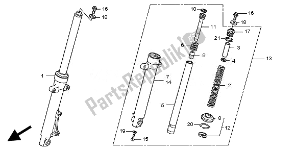All parts for the Front Fork of the Honda CBF 125M 2010