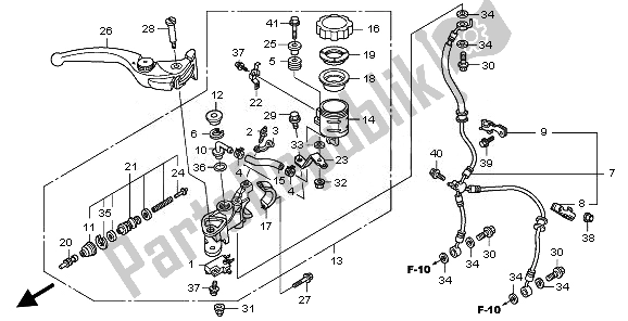Alle onderdelen voor de Voorremhoofdcilinder van de Honda CBR 1000 RR 2010