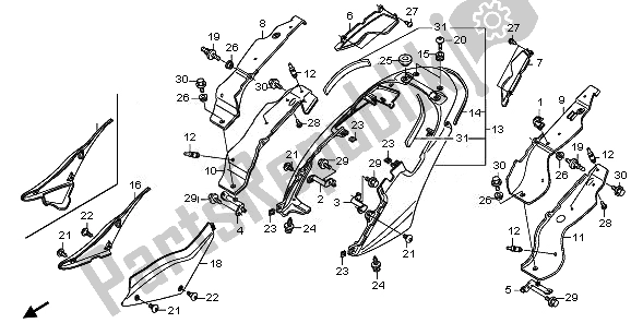 Tutte le parti per il Coprisella E Rivestimento Laterale del Honda XL 1000V 2008