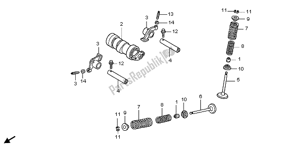 Todas as partes de árvore De Cames E Válvula do Honda CBR 125 RW 2006