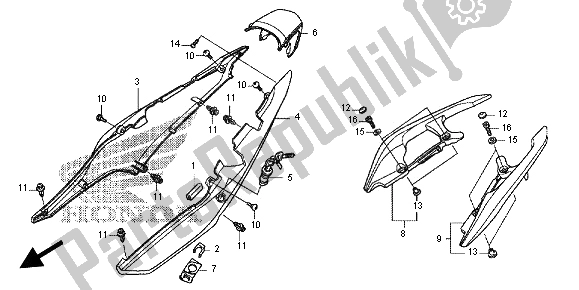 All parts for the Rear Cowl of the Honda NC 700D 2012