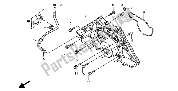 All parts for the Water Pump of the Honda ST 1100A 1996