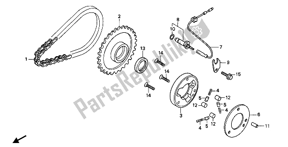 All parts for the Starting Clutch of the Honda CB 250 1992