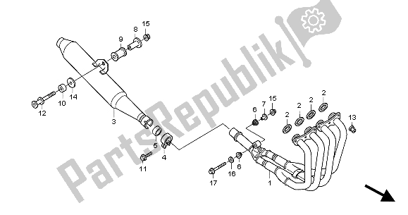 All parts for the Exhaust Muffler of the Honda CBF 600 SA 2004