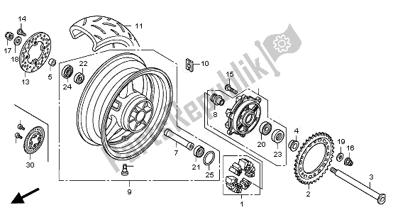 All parts for the Rear Wheel of the Honda CBR 1000 RR 2011