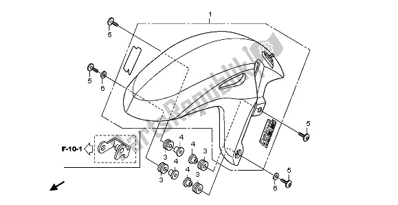 Todas as partes de Pára-lama Dianteiro do Honda CB 600 FA Hornet 2011