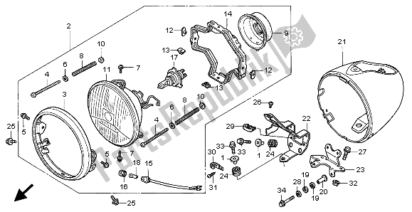 Alle onderdelen voor de Koplamp (eu) van de Honda VT 1100C3 1999