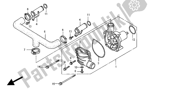 All parts for the Water Pump of the Honda GL 1500C 2000