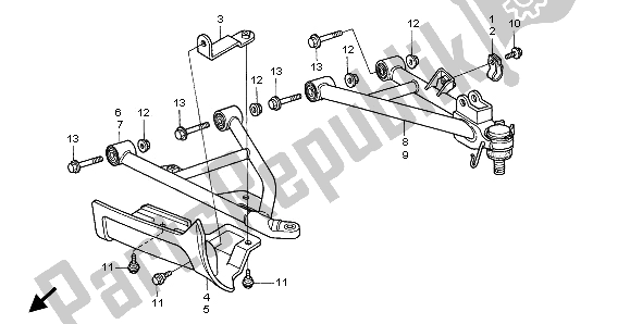 All parts for the Front Arm of the Honda TRX 400 FW Fourtrax Foreman 2001