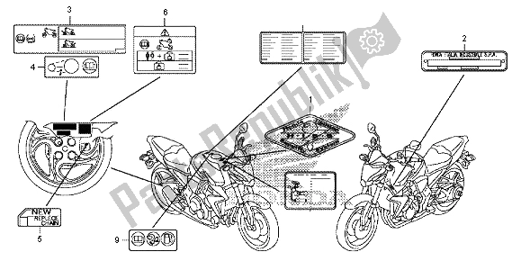 Toutes les pièces pour le étiquette D'avertissement du Honda CB 1000R 2013