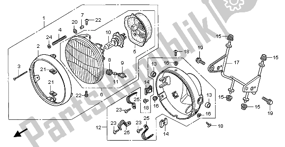 All parts for the Headlight (eu) of the Honda FX 650 1999