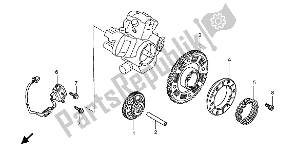 All parts for the Pulse Generator & Starting Clutch of the Honda XL 1000V 1999