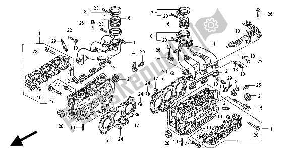 All parts for the Cylinder Head of the Honda GL 1500 SE 2000