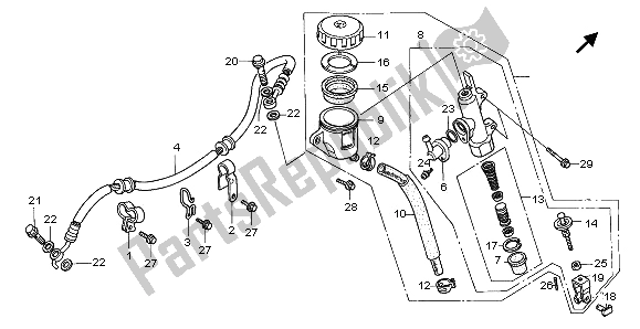 All parts for the Rear Brake Master Cylinder of the Honda CBR 1000F 1996